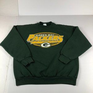 VTG Logo 7 NFL Green Bay Packers Sweatshirt Adult Large Green Yellow Crewneck